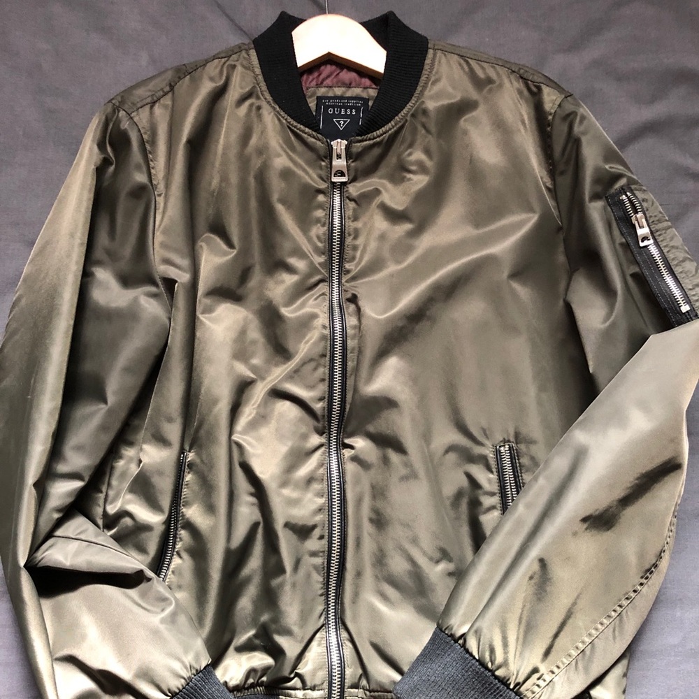 Guess Olive Bomber Jacket Large